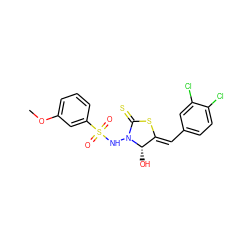 COc1cccc(S(=O)(=O)NN2C(=S)S/C(=C\c3ccc(Cl)c(Cl)c3)[C@@H]2O)c1 ZINC000028569037