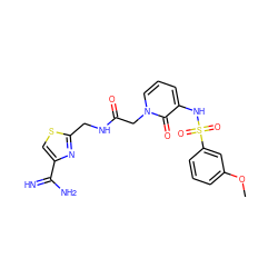 COc1cccc(S(=O)(=O)Nc2cccn(CC(=O)NCc3nc(C(=N)N)cs3)c2=O)c1 ZINC000028226127