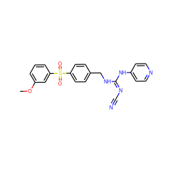 COc1cccc(S(=O)(=O)c2ccc(CN/C(=N\C#N)Nc3ccncc3)cc2)c1 ZINC000103231975