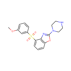 COc1cccc(S(=O)(=O)c2cccc3oc(N4CCNCC4)nc23)c1 ZINC000040862430