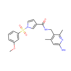 COc1cccc(S(=O)(=O)n2ccc(C(=O)NCc3c(C)cc(N)nc3C)c2)c1 ZINC000114079293