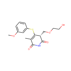 COc1cccc(SC2=C(C)C(=O)NC(=O)[C@H]2COCCO)c1 ZINC000102816284