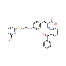 COc1cccc(SCCOc2ccc(C[C@H](Nc3ccccc3C(=O)c3ccccc3)C(=O)O)cc2)n1 ZINC000027556320