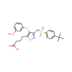 COc1cccc(Sc2c(NS(=O)(=O)c3ccc(C(C)(C)C)cc3)noc2CCCC(=O)O)c1 ZINC000029488031