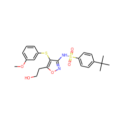 COc1cccc(Sc2c(NS(=O)(=O)c3ccc(C(C)(C)C)cc3)noc2CCO)c1 ZINC000029489637