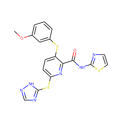 COc1cccc(Sc2ccc(Sc3ncn[nH]3)nc2C(=O)Nc2nccs2)c1 ZINC000043067474