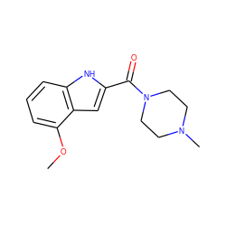 COc1cccc2[nH]c(C(=O)N3CCN(C)CC3)cc12 ZINC000082303374