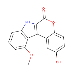 COc1cccc2[nH]c3c(=O)oc4ccc(O)cc4c3c12 ZINC000082151965