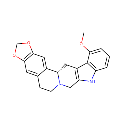 COc1cccc2[nH]c3c(c12)C[C@H]1c2cc4c(cc2CCN1C3)OCO4 ZINC000209381175