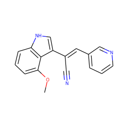 COc1cccc2[nH]cc(/C(C#N)=C/c3cccnc3)c12 ZINC000145032801