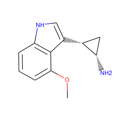 COc1cccc2[nH]cc([C@@H]3C[C@@H]3N)c12 ZINC000013782222