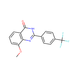 COc1cccc2c(=O)[nH]c(-c3ccc(C(F)(F)F)cc3)nc12 ZINC000013782469