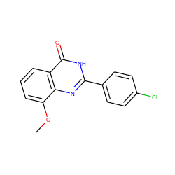 COc1cccc2c(=O)[nH]c(-c3ccc(Cl)cc3)nc12 ZINC000103235554