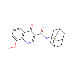 COc1cccc2c(=O)c(C(=O)NC34CC5CC(CC(C5)C3)C4)c[nH]c12 ZINC000072106039