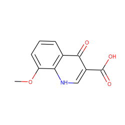 COc1cccc2c(=O)c(C(=O)O)c[nH]c12 ZINC000008617532