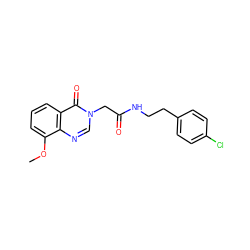 COc1cccc2c(=O)n(CC(=O)NCCc3ccc(Cl)cc3)cnc12 ZINC000653733751