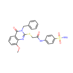 COc1cccc2c(=O)n(Cc3ccccc3)c(SCC(=O)Nc3ccc(S(N)(=O)=O)cc3)nc12 ZINC000299819836