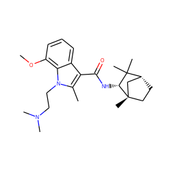 COc1cccc2c(C(=O)N[C@@H]3C(C)(C)[C@@H]4CC[C@@]3(C)C4)c(C)n(CCN(C)C)c12 ZINC000013817337