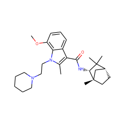 COc1cccc2c(C(=O)N[C@@H]3C(C)(C)[C@@H]4CC[C@@]3(C)C4)c(C)n(CCN3CCCCC3)c12 ZINC000013817349