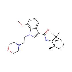 COc1cccc2c(C(=O)N[C@@H]3C(C)(C)[C@@H]4CC[C@@]3(C)C4)cn(CCN3CCOCC3)c12 ZINC000013519813