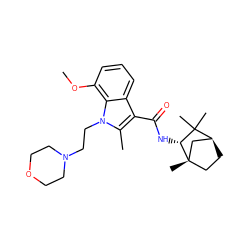 COc1cccc2c(C(=O)N[C@@H]3C(C)(C)[C@H]4CC[C@@]3(C)C4)c(C)n(CCN3CCOCC3)c12 ZINC000100831836