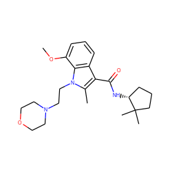 COc1cccc2c(C(=O)N[C@@H]3CCCC3(C)C)c(C)n(CCN3CCOCC3)c12 ZINC000013817326