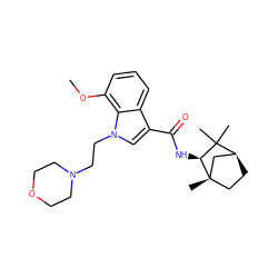 COc1cccc2c(C(=O)N[C@H]3C(C)(C)[C@H]4CC[C@@]3(C)C4)cn(CCN3CCOCC3)c12 ZINC000101083526