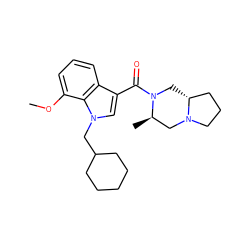 COc1cccc2c(C(=O)N3C[C@@H]4CCCN4C[C@H]3C)cn(CC3CCCCC3)c12 ZINC000064573082