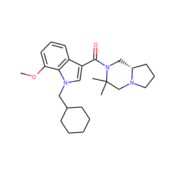 COc1cccc2c(C(=O)N3C[C@@H]4CCCN4CC3(C)C)cn(CC3CCCCC3)c12 ZINC000064549451