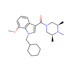 COc1cccc2c(C(=O)N3C[C@H](C)N(C)[C@H](C)C3)cn(CC3CCCCC3)c12 ZINC000013975397