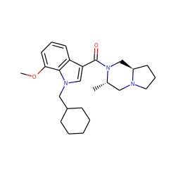 COc1cccc2c(C(=O)N3C[C@H]4CCCN4C[C@@H]3C)cn(CC3CCCCC3)c12 ZINC000064573080