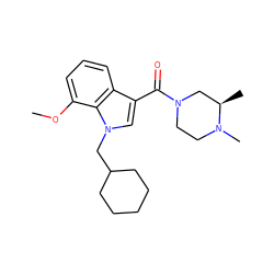 COc1cccc2c(C(=O)N3CCN(C)[C@H](C)C3)cn(CC3CCCCC3)c12 ZINC000096024680