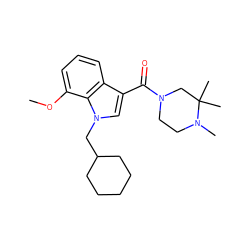 COc1cccc2c(C(=O)N3CCN(C)C(C)(C)C3)cn(CC3CCCCC3)c12 ZINC000204945636