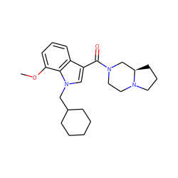 COc1cccc2c(C(=O)N3CCN4CCC[C@@H]4C3)cn(CC3CCCCC3)c12 ZINC000064539845