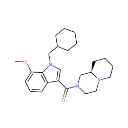 COc1cccc2c(C(=O)N3CCN4CCCC[C@@H]4C3)cn(CC3CCCCC3)c12 ZINC000064559577