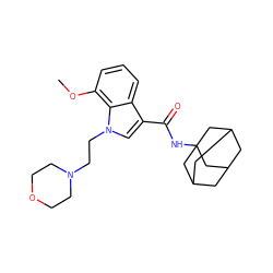 COc1cccc2c(C(=O)NC34CC5CC(CC(C5)C3)C4)cn(CCN3CCOCC3)c12 ZINC001772630703