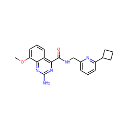 COc1cccc2c(C(=O)NCc3cccc(C4CCC4)n3)nc(N)nc12 ZINC001772605096