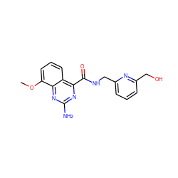 COc1cccc2c(C(=O)NCc3cccc(CO)n3)nc(N)nc12 ZINC001772616948