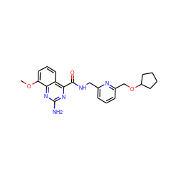 COc1cccc2c(C(=O)NCc3cccc(COC4CCCC4)n3)nc(N)nc12 ZINC001772628087