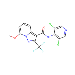 COc1cccc2c(C(=O)Nc3c(Cl)cncc3Cl)c(C(F)(F)F)nn12 ZINC000096933416