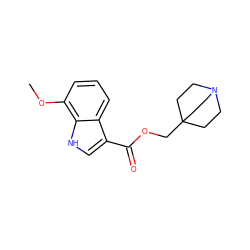 COc1cccc2c(C(=O)OCC34CCN(CC3)CC4)c[nH]c12 ZINC001772639398