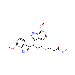 COc1cccc2c(C(CCCCCC(=O)NO)c3c[nH]c4c(OC)cccc34)c[nH]c12 ZINC000043118302