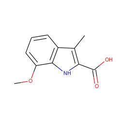 COc1cccc2c(C)c(C(=O)O)[nH]c12 ZINC000000795174