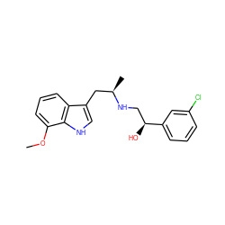 COc1cccc2c(C[C@@H](C)NC[C@H](O)c3cccc(Cl)c3)c[nH]c12 ZINC000001486149