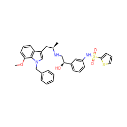 COc1cccc2c(C[C@@H](C)NC[C@H](O)c3cccc(NS(=O)(=O)c4cccs4)c3)cn(Cc3ccccc3)c12 ZINC000103292013