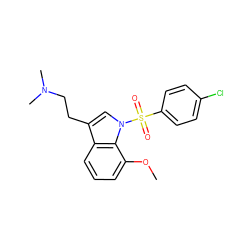 COc1cccc2c(CCN(C)C)cn(S(=O)(=O)c3ccc(Cl)cc3)c12 ZINC000026386682