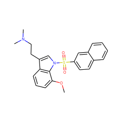 COc1cccc2c(CCN(C)C)cn(S(=O)(=O)c3ccc4ccccc4c3)c12 ZINC000013645863