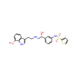 COc1cccc2c(CCNC[C@H](O)c3cccc(NS(=O)(=O)c4cccs4)c3)c[nH]c12 ZINC000028394535