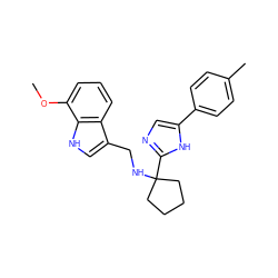 COc1cccc2c(CNC3(c4ncc(-c5ccc(C)cc5)[nH]4)CCCC3)c[nH]c12 ZINC000473090850