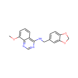 COc1cccc2c(NCc3ccc4c(c3)OCO4)ncnc12 ZINC000013737677